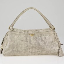 Prada Beige Cracked Distressed Leather Shoulder Bag