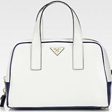 Prada Box Calf Zip Top Handle Bag - Talco-Talc