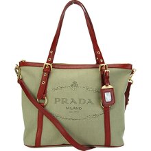 Prada BR4253 Jacquard Large Shopping Tote Bag Red