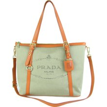 Prada BR4253 Jacquard Large Shopping Tote Bag Orange