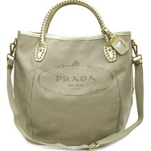 Prada BR4426 Canvas Handbag Gold