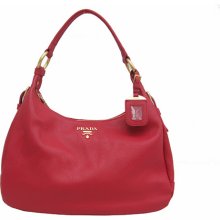 Prada BR4580 Vitello Daino Hobo Bag Red