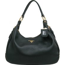 Prada BR4580 Vitello Daino Hobo Bag Black