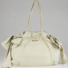 Prada Creme Leather Nappa Antique Bow Bag BR4206