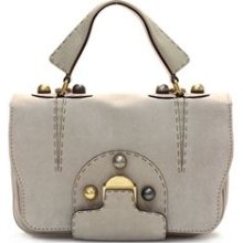 Preowned Fendi Taupe Stamped Nubuck Leather Secret Code Satchel Handbag