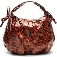 Preowned Gucci Tortoise Shell Patent Leather Medium Hysteria Hobo Handbag