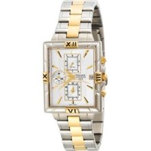 Pulsar Men's Pf8290 Chronograph Dress Sport Rectangular Silver Dial Two-tone Wat