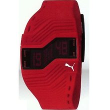 Puma Mens Turn Ii Digital Display Multifunction Red Rubber Watch Pu910761003