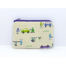 Purple Robot Coin Purse Small Zipper Pouch Padded Zipper Card Pouch