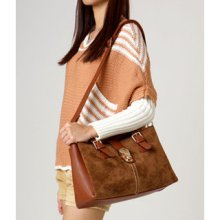 Push Lock Satchel Brown -One Size