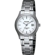 Pxt871x1 Pulsar Ladies Date Display Titanium Bracelet Watch