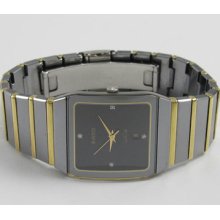 Rado Jubile 18k Solid Gold Full Bar & Steel Diamond Dial Mens Watch 152.0366.3