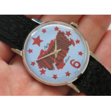 Rare Soviet Luch Quartz Watch Propaganda Perestroika Slim Chromed Case Vgc+