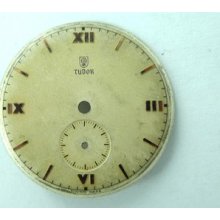 Rare Vintage Tudor 29mm Dial. Aged White With Pink Gold Roman Numbers.