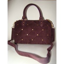 Rebecca Minkoff Diamond Quilt Flame Satchel Handbag In Plum