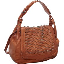 Rebecca Minkoff Moonstruck Flap Hobo w/ Spikes Almond