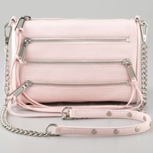 Rebecca Minkoff Zip-Front Leather Crossbody Bag, Petal Pink