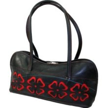Recycled Tire Bag With Red Flower Cut Outs Fair Trade India