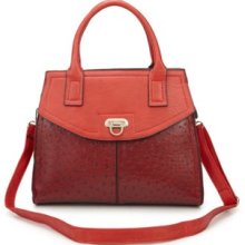 Red Ladies Handbag Shoulder Bag Mock Croc Faux Leather Design