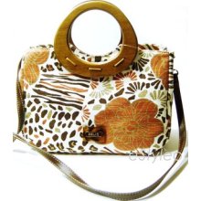 Relic By Fossil Bree Satchel/shoulder Bag Wood Handles Orange/brown $58