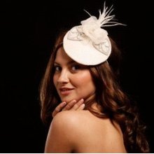 RETRO BRIDE Lovely fascinator completely hand made with sequins base organza flower fine pearl leaves and ostrich flowers