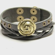 Retro Ethnic Man/woman Punk Copper Rivet Leather Belt Bracelet Wristband Lc409