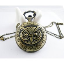 Retro pocket watch necklace owl