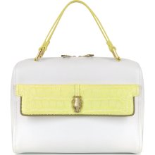 Roberto Cavalli - Roberto Cavalli Class Quarz White and Yellow Leather Bowling Bag