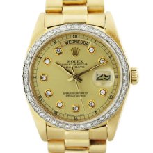 Rolex 18038 President Champagne Diamond Dial And Bezel Watch