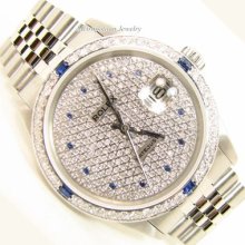 Rolex Datejust 16234 With 18k White Gold Sapphire Diamond Bezel Diamond Dial