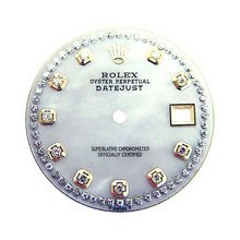 Rolex Datejust Midsize Aftermarket Diamond String Dial, White MOP
