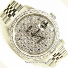 Rolex Datejust16234 With 18k White Gold Diamond Bezel And Diamond Dial