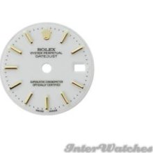 Rolex Dials White Ladies Stick Markers 18k Yellow Gold