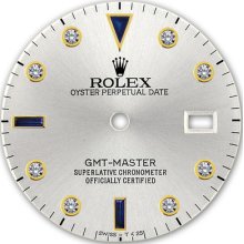 Rolex Gmt Master 2 Tone Silver Color Serti Diamond Sapphire Accent Dial