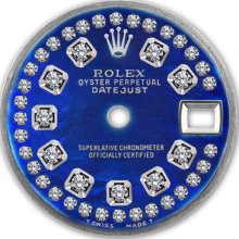 Rolex Ladies Datejust Ss Blue Color Treated Mother Of Pearl String Diamond Dial