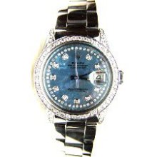 Rolex Like New Datejust W/ Custom Diamond Lugs, Bezel w/ Blue Ice String MOP Diamond Dial - 80's