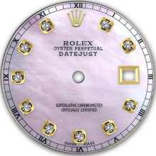 Rolex Mens Datejust 2 Tone Pink Mop Mother Of Pearl Dial With Diamond Accent