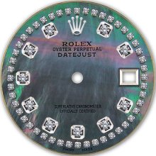 Rolex Mens Datejust Black Mop Mother Of Pearl String Diamond Accent Dial