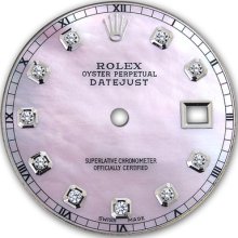Rolex Mens Datejust Pink Mop Mother Of Pearl Dial With Diamond Accent