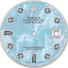 Rolex Mens Datejust Ss Baby Blue Mop Mother Of Pearl 8+2 Diamond Dial