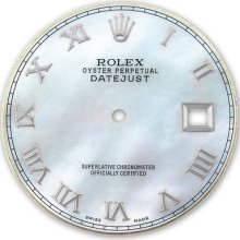 Rolex Mens Datejust Stainless Steel White Mop Mother Of Pearl Roman Numeral Dial