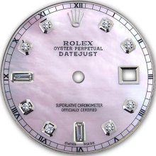 Rolex Mens Datejust Stainless Steel Pink Mop Mother Of Pearl Dial Diamond Accent