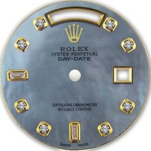 Rolex Mens Day Date President Gray Mop Mother Of Pearl Dial Diamond Accent