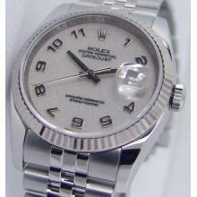 Rolex Mens Ss Datejust 36mm White Arabic Jubilee 116234 Watch Chest