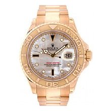 Rolex Mens Yachtmaster 18kt Yellow Gold White MOP Diamonds & Sapphires Dial