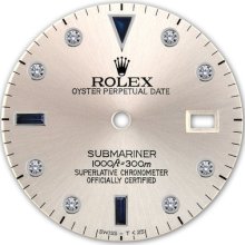 Rolex Submariner Stainless Steel Silver Color Serti Diamond + Sapphire Dial