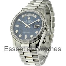 Rolex Used Men's Platinum President with Diamond Bezel 18346