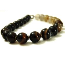 Rootbeer Float Mens Gradient Light & Dark Agate Bracelet - L