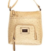 Rosetti Light Gold Mini Rebecca Triple Play Ostrich Crossbody Bag