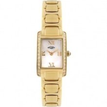Rrp Â£179 Ladies Rotary Lb02797/41 Diamante Set Gold Plated St/st Bracelet Watch